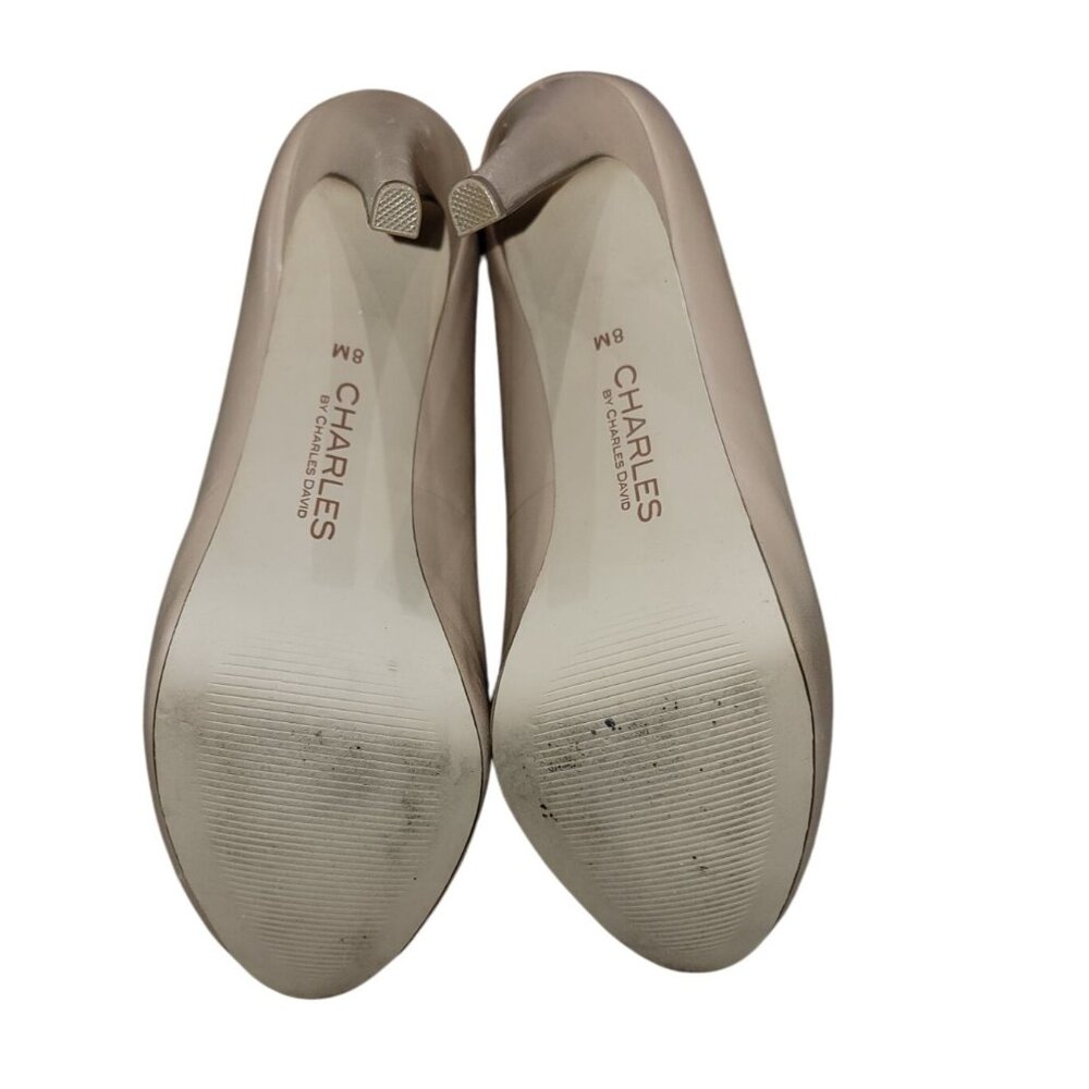 Charles By Charles David Peep Toe Beige Patent Leather Heels Size 8 - Picture 6 of 10